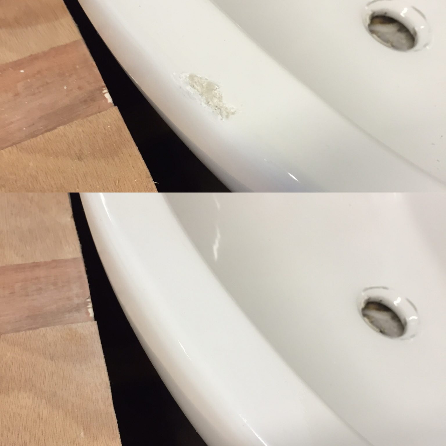 Chipped ceramic sink