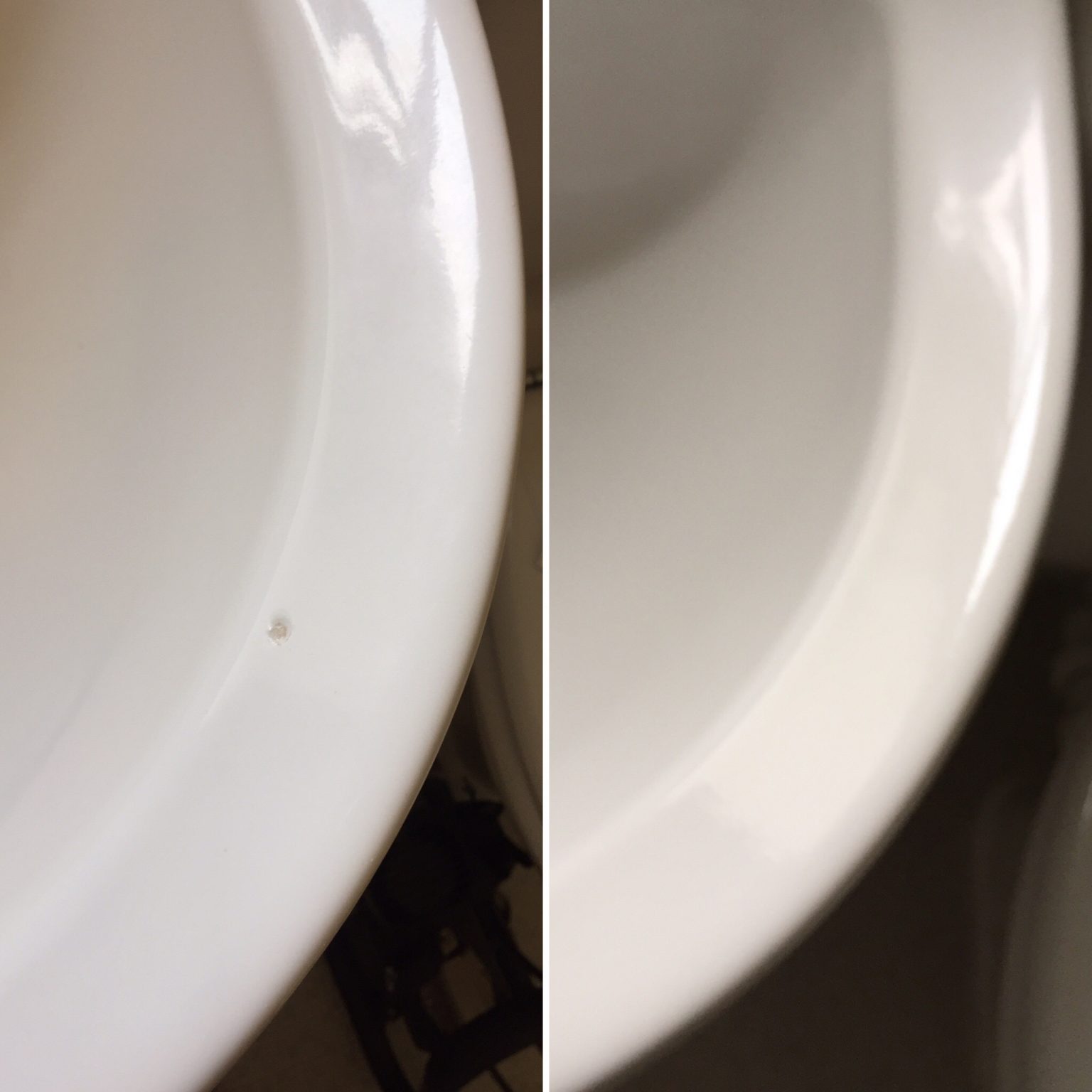 Chipped ceramic sink