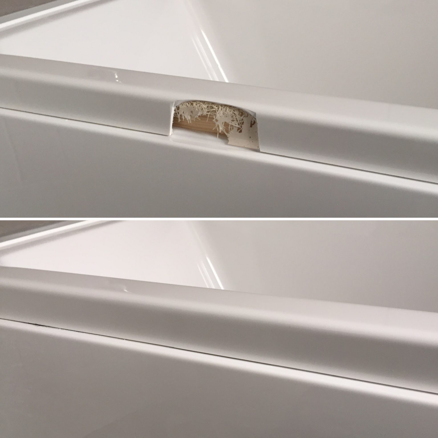 Damaged bath edge