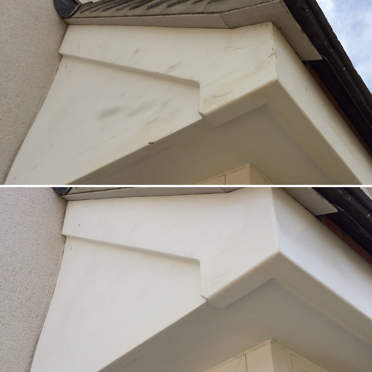 Damaged GRP porch