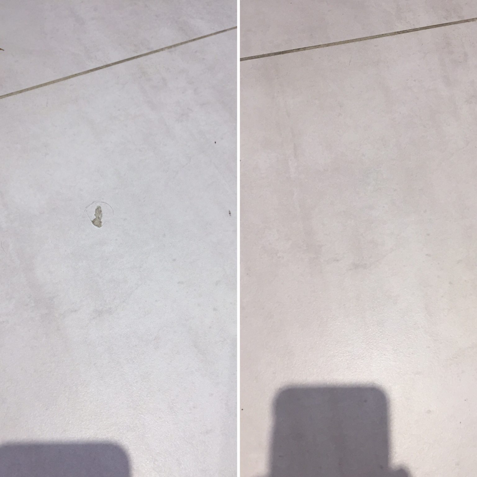 Chipped floor tile