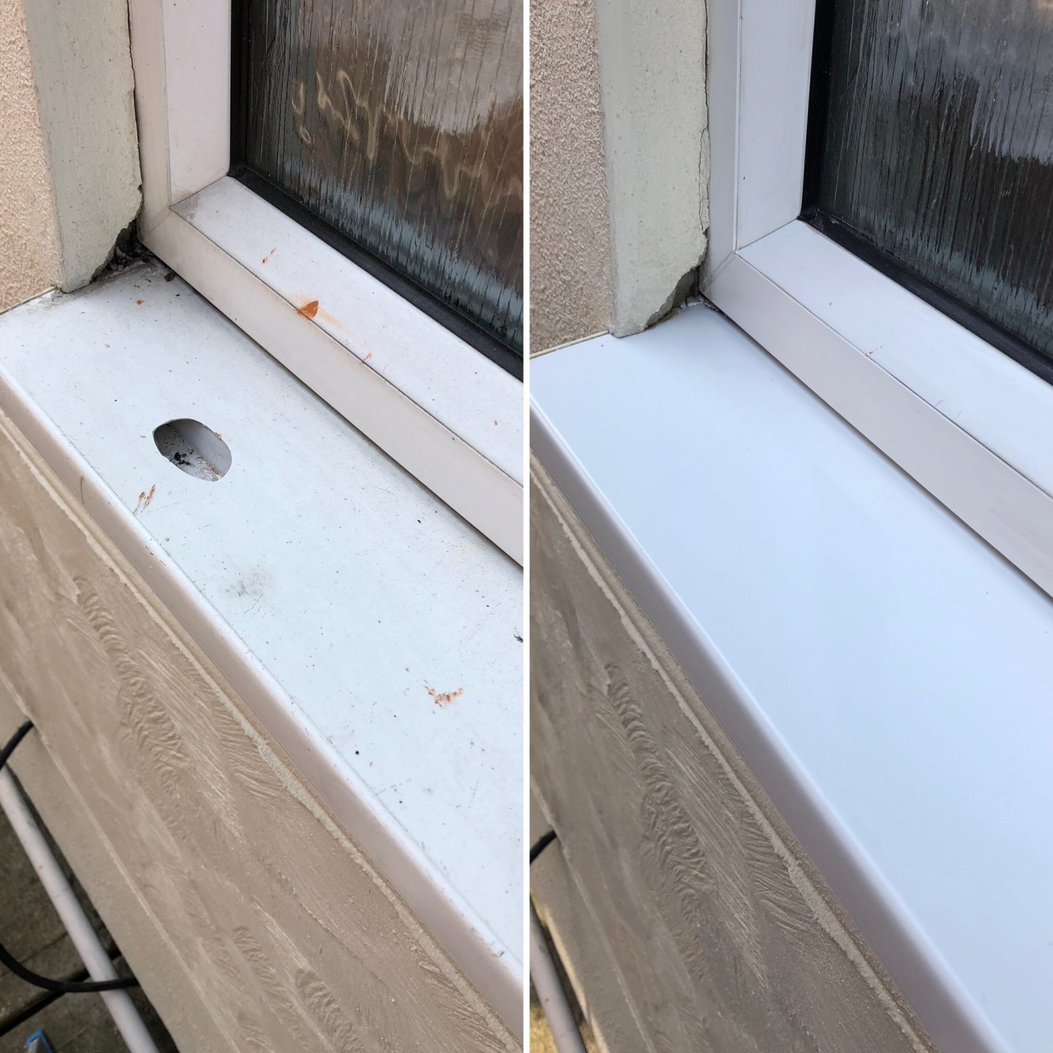 Damaged window frame