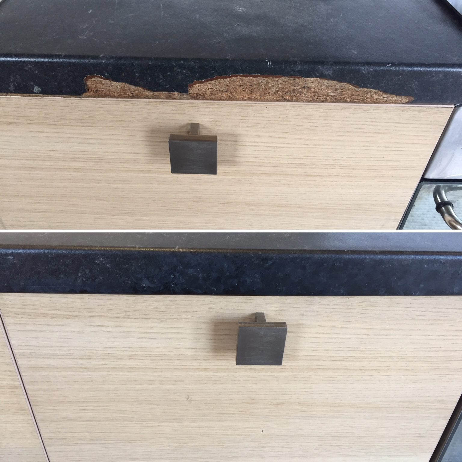 Chipped worktop edge